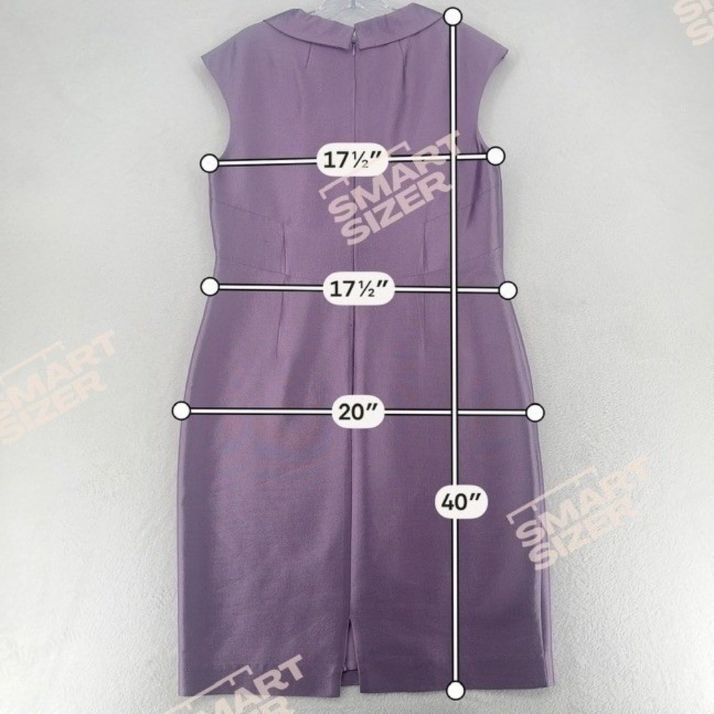 Kay Unger New York Wool Silk Bow Sheath Dress Purple Size 12 - Picture 3 of 11